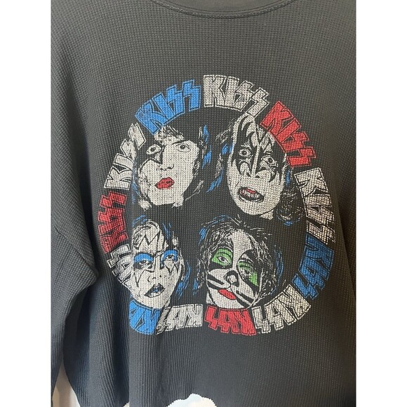 Daydreamer Gray Kiss Dynasty Long Sleeve Cropped Thermal Tee Size XS - Picture 6 of 12